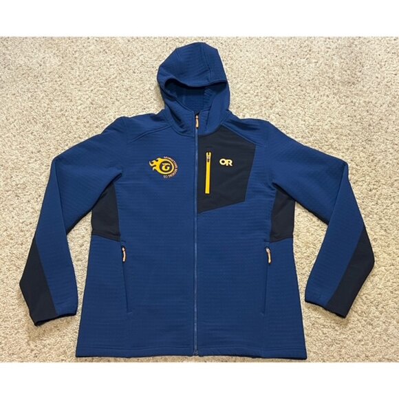 Outdoor Research Men Navy Vigor Plus Hoodie Full Zip Fleece Jacket Size L EUC - Picture 1 of 7